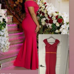 Elegant Off-Shoulder Red Dress